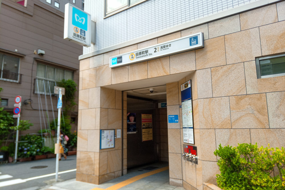 銀座線の田原町駅（エレベーター出口）